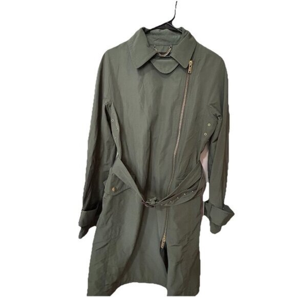 J. Crew assymetrical trench coat 8 belted Steampunk Classic Minimalist Academia - Picture 1 of 16